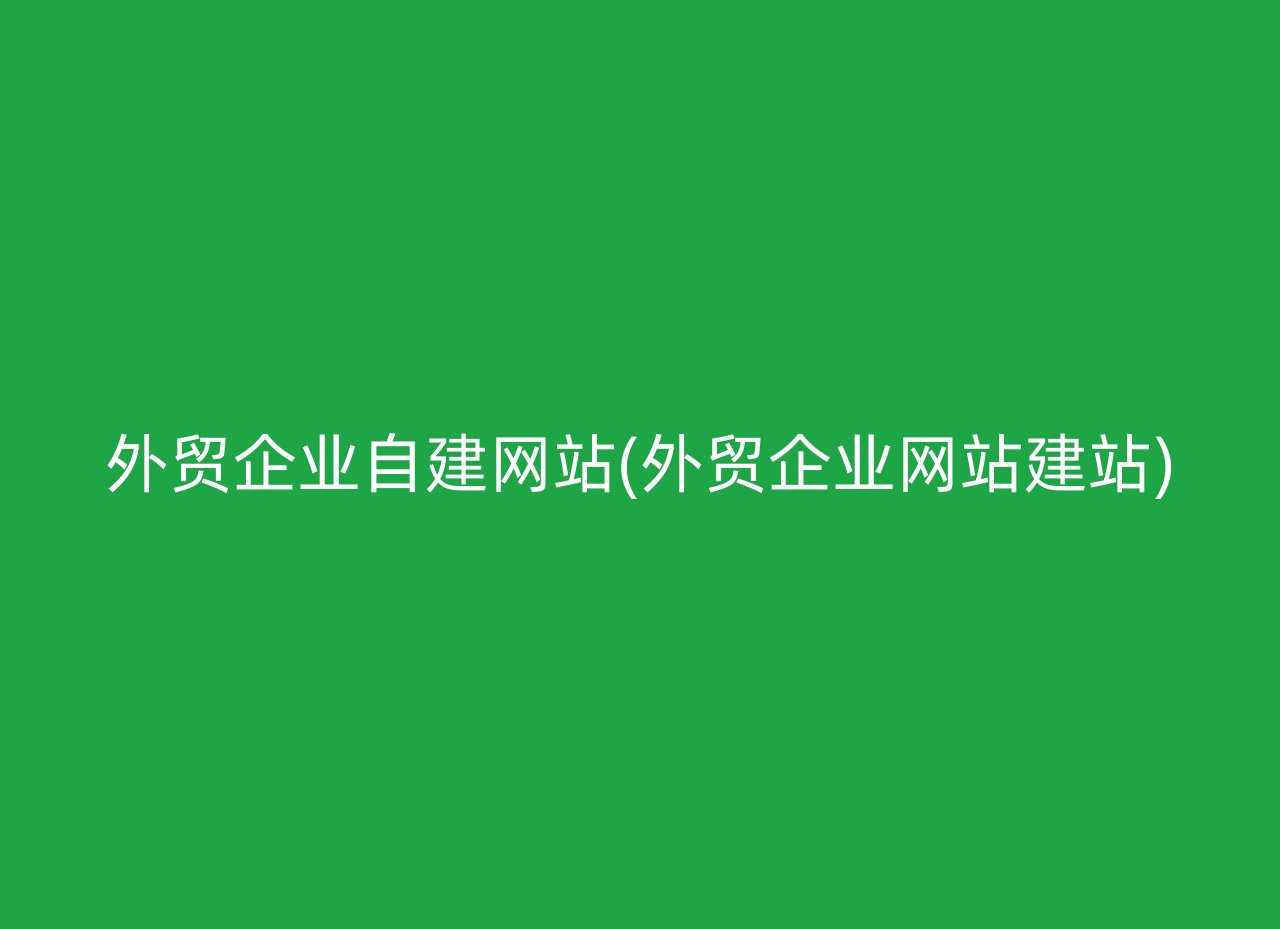 外贸企业自建网站(外贸企业网站建站)