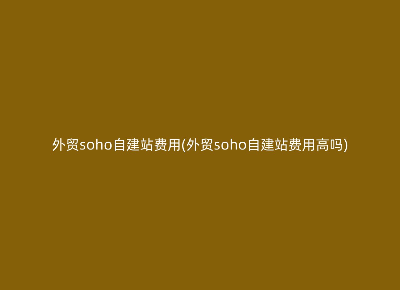 外贸soho自建站费用(外贸soho自建站费用高吗)