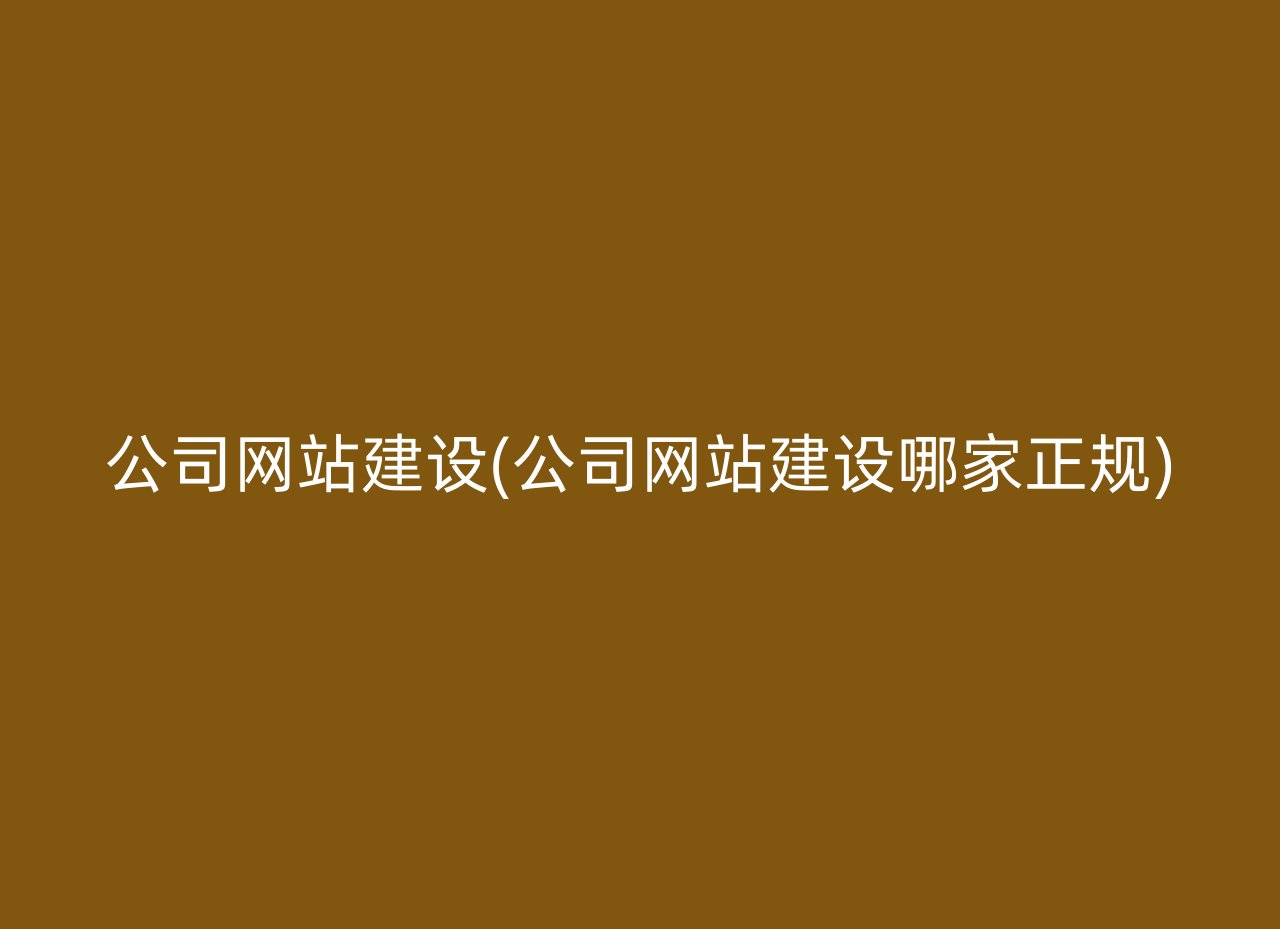 公司网站建设(公司网站建设哪家正规)
