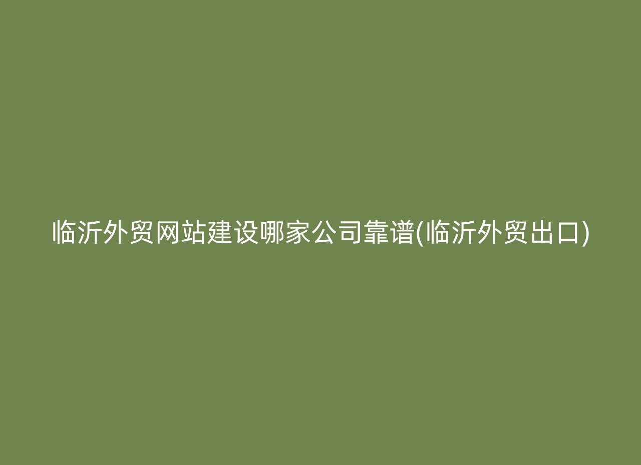 临沂外贸网站建设哪家公司靠谱(临沂外贸出口)
